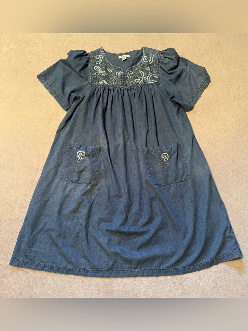 Go Softly Embroidered Chambray Patio Dress XL